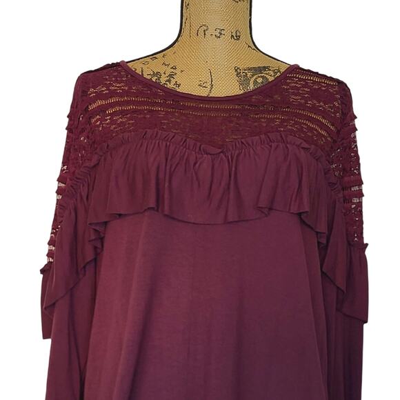 Melrose and Market Lace and Ruffle Bodice Long Sleeve Jersey Sweatshirt Top Sz L - Picture 3 of 9